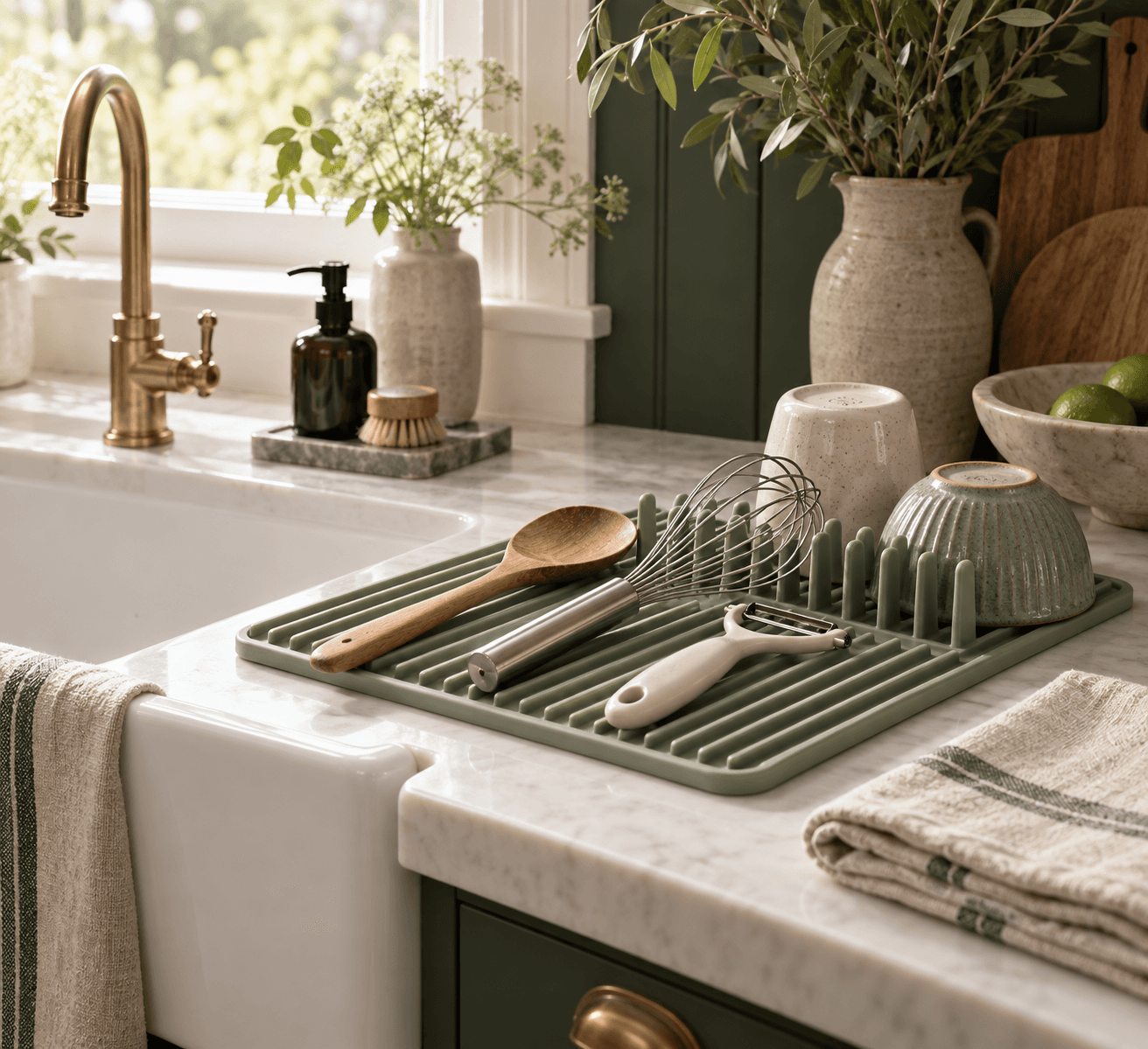 Compact Marlow & Mint drying tools beside a sink
